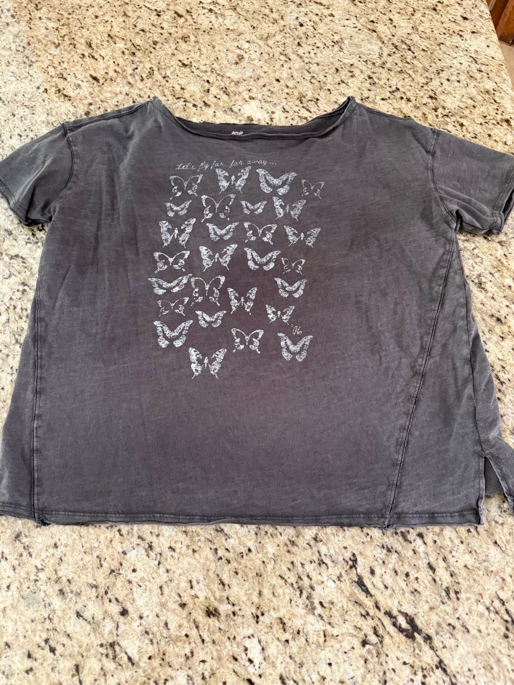 aerie Charcoal Butterfly Graphic Short Sleeve Tee